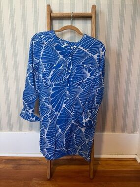 J.Crew Blue & White Printed Button-Front Tunic Cover Up